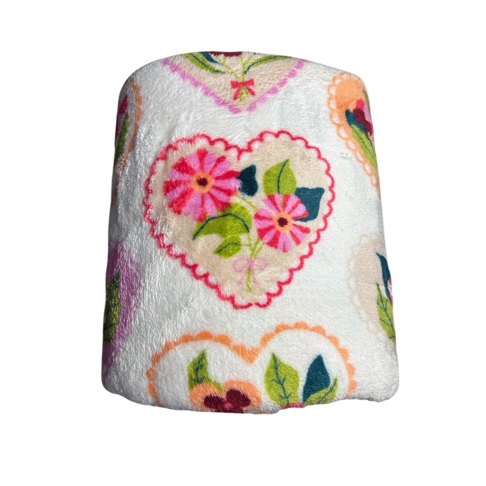 The Big One Plush Heart & Flowers Throw Blanket Oversized 5ft x 6ft GIFT NEW